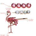 acessórios de grampos de cabelo dongyang de cristal flamingo pássaro animal conjunto de 3 peças grampo de cabelo grampos de cabelo de strass para mulheres